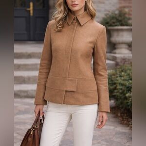 & Other Stories Camel Wool Blend Structured Jacket Coat‎ 70% Wool Size 4